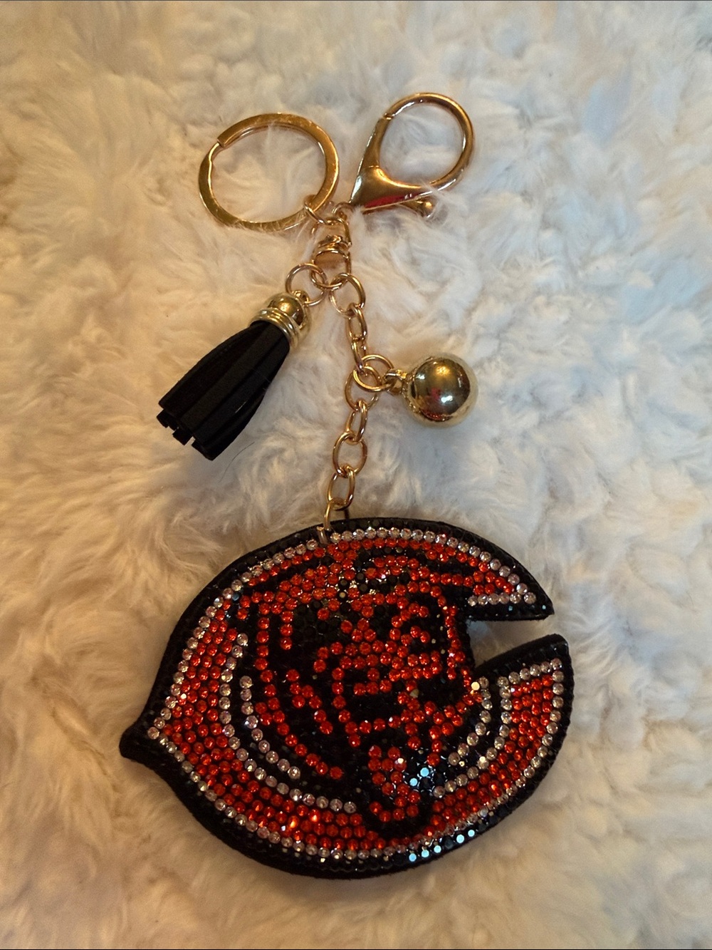 Rhinestone Chicago Bears Keychain Bag Charm